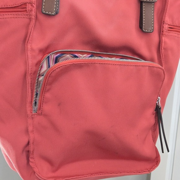 Franco Sarto Orange Nylon Shoulder Bag Casual Purse Multiple Pockets Resortwear - Picture 13 of 16